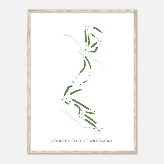 Country Club Of Wilbraham Massachusetts Modern Watercolor Map Golfer Gift Golf Wall Art Golf Poster Print Course Layout