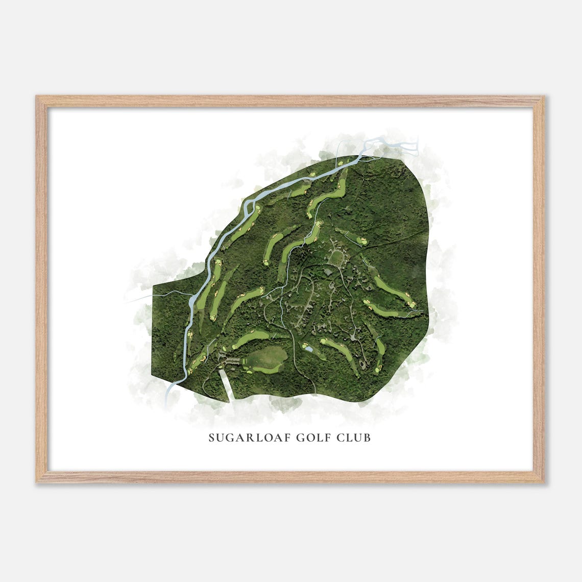 Sugarloaf Golf Club Forest Watercolor Course Map Aerial Wall Art