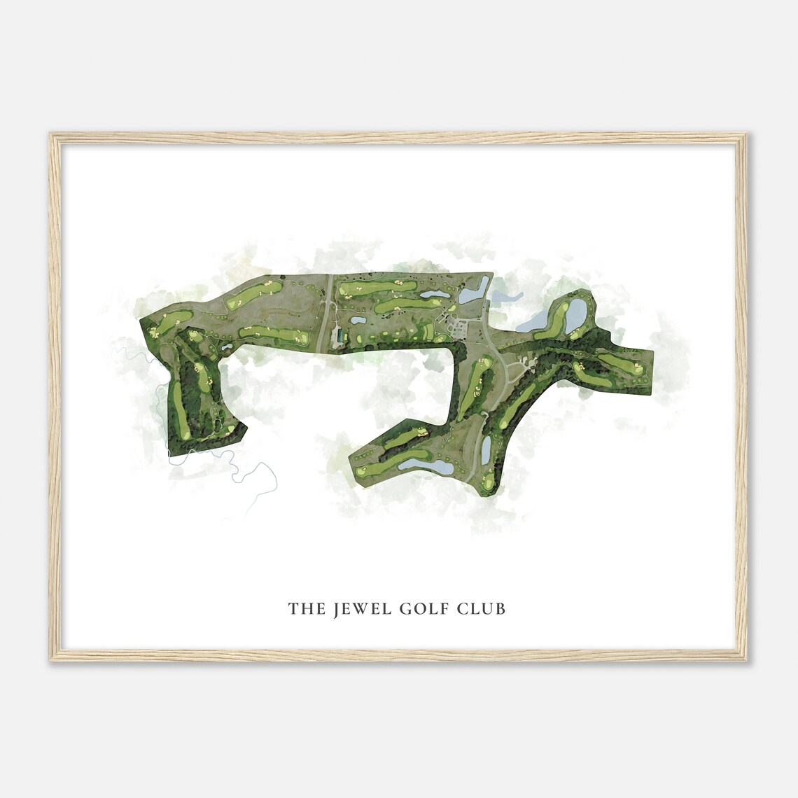 The Jewel Golf Club Classic Watercolor Aerial Course Map Poster - Image 2