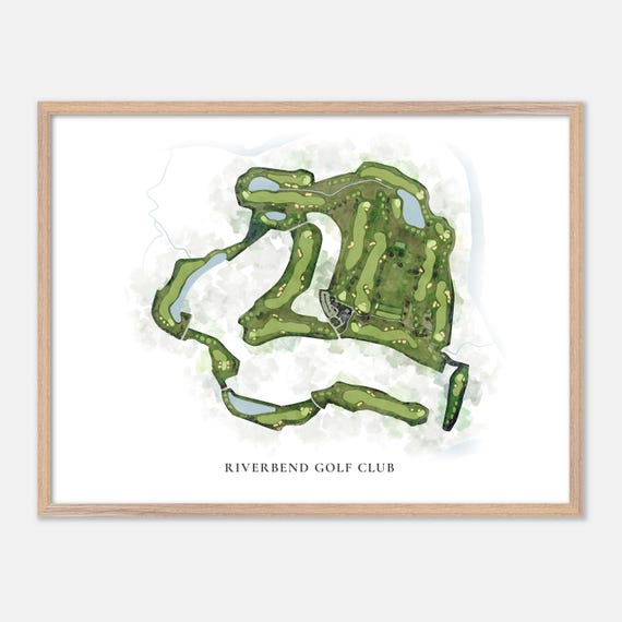 Riverbend Golf Club In Canada Classic Watercolor Map Golfer Gift Golf Wall Art Golf Poster Print Course Layout