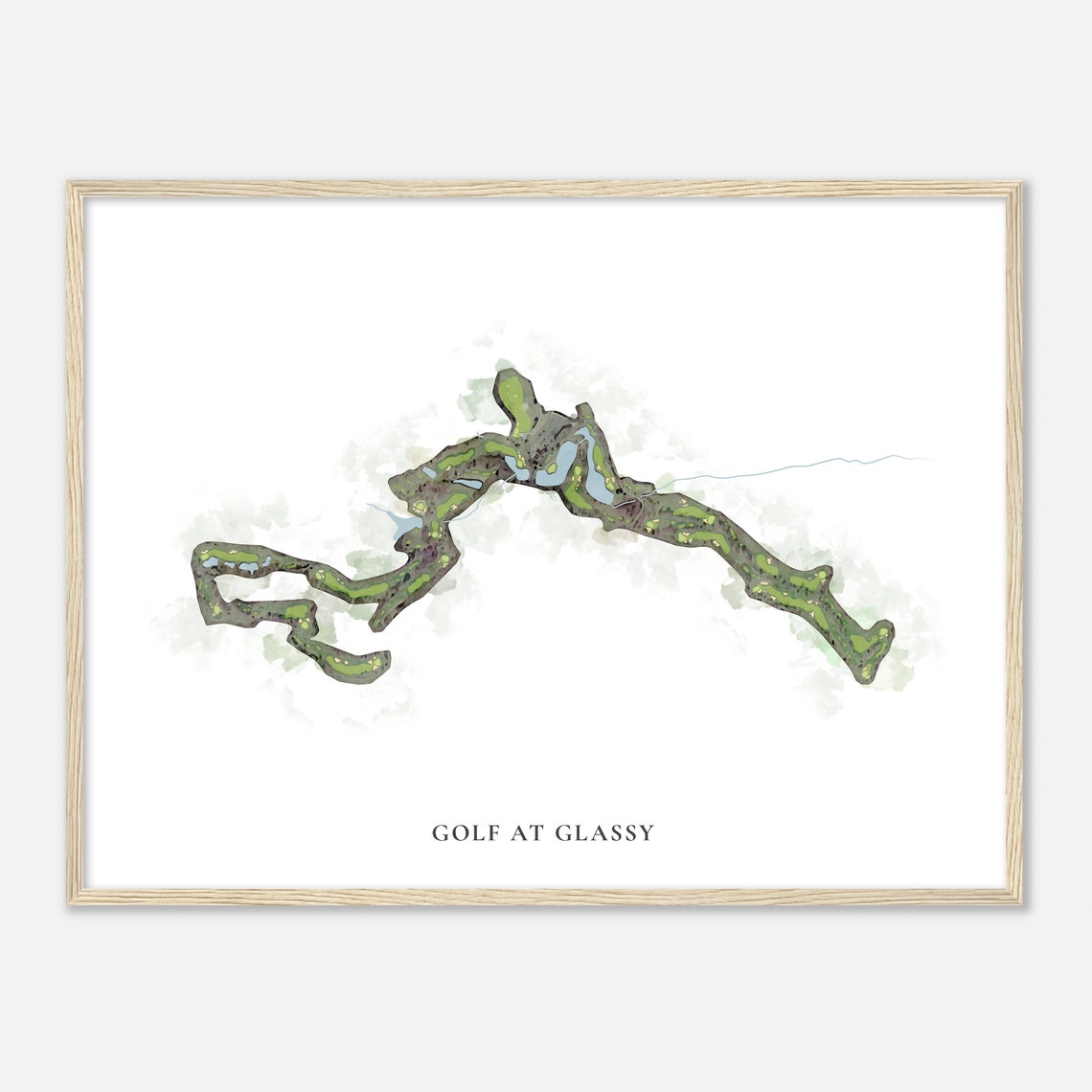 Golf At Glassy Classic Watercolor Golf Course Map Art Poster