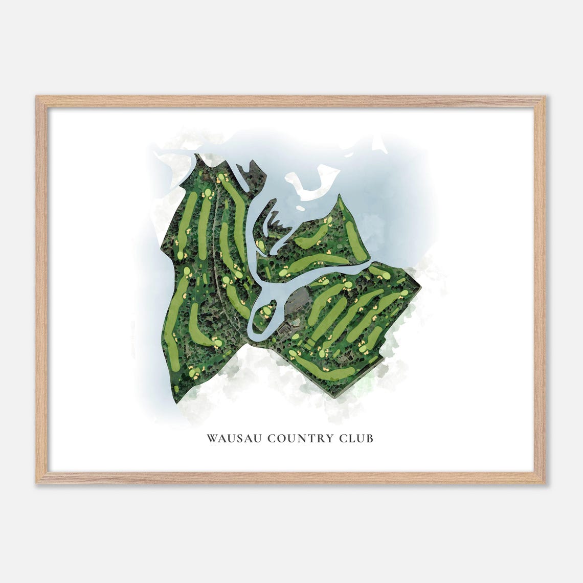Wausau Country Club Schofield Wisconsin Classic Watercolor Map Poster