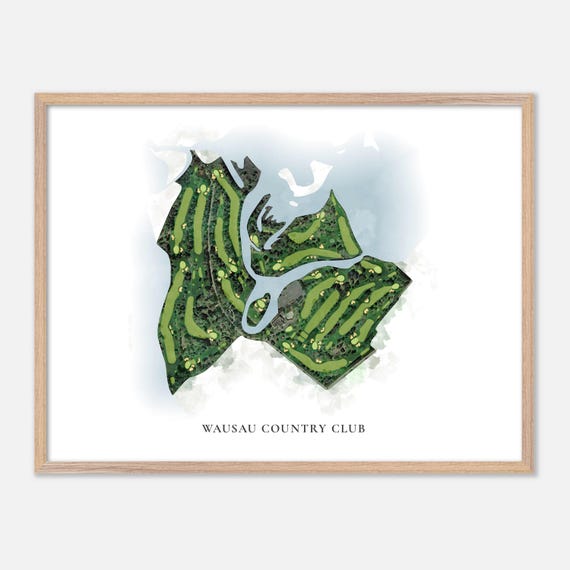 Wausau Country Club In Schofield Wisconsin Classic Watercolor Map Golfer Gift Golf Wall Art Golf Poster Print Course Layout