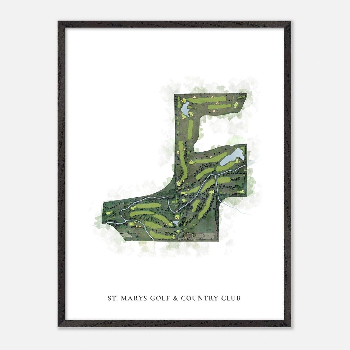 St Marys Golf Country Club Saint Marys Classic Watercolor Map Poster - Image 2