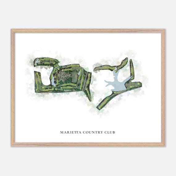 Marietta Country Club In Marietta Georgia Classic Watercolor Map Golfer Gift Golf Wall Art Golf Poster Print Course Layout