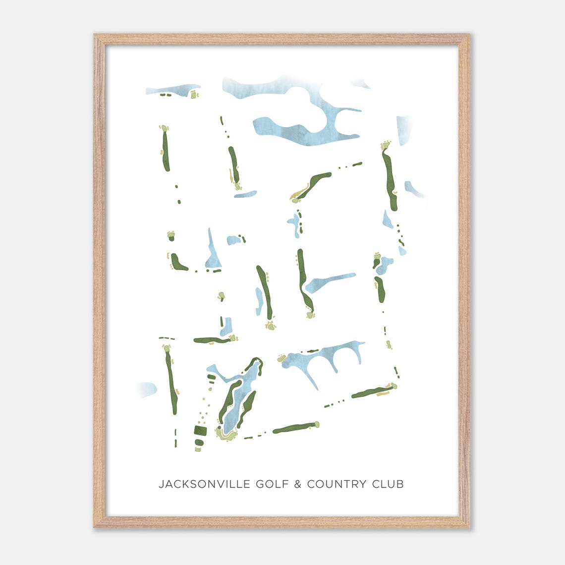 Jacksonville Golf Country Club Modern Watercolor Course Map Poster - Image 6