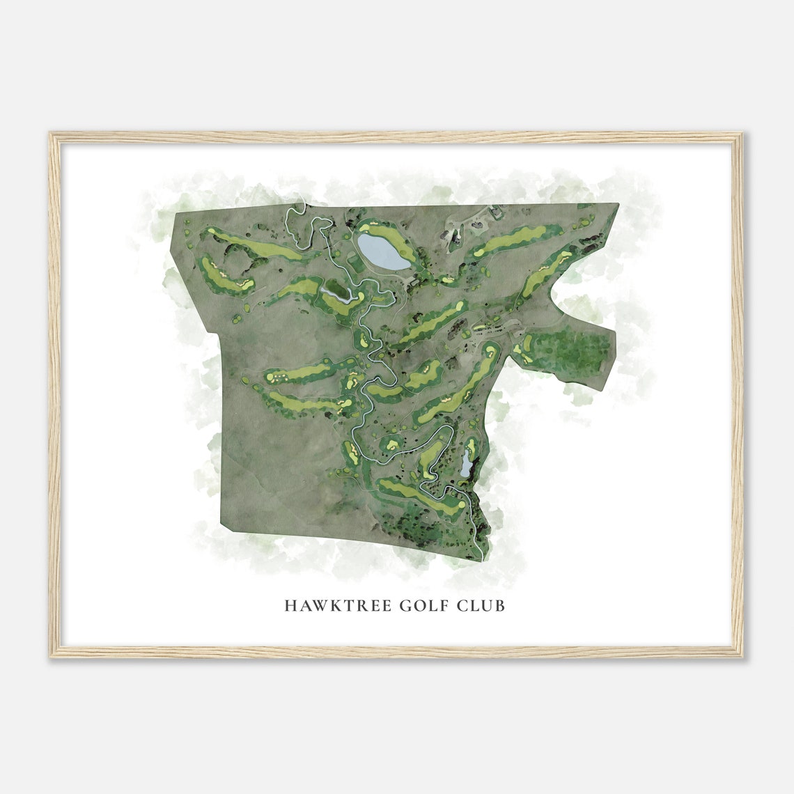 Hawktree Golf Club North Dakota Classic Watercolor Map Poster