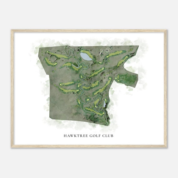 Hawktree Golf Club North Dakota Classic Watercolor Map Golfer Gift Golf Wall Art Golf Poster Print Course Layout