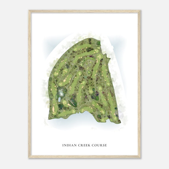 Indian Creek Course Florida Classic Watercolor Map Golfer Gift Golf Wall Art Golf Poster Print Course Layout