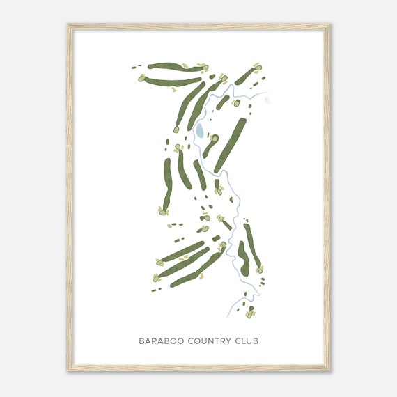Baraboo Country Club Wisconsin Modern Watercolor Map Golfer Gift Golf Wall Art Golf Poster Print Course Layout