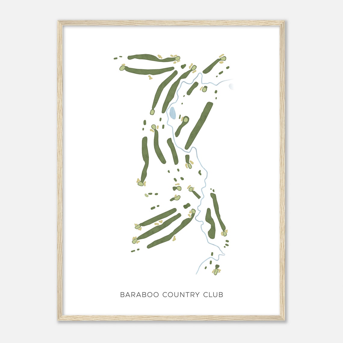 Baraboo Country Club Modern Minimalist Golf Layout Map Poster