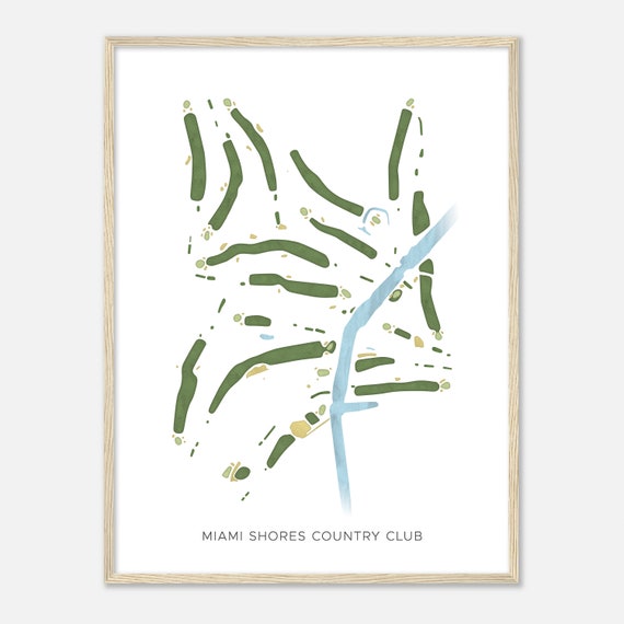 Miami Shores Country Club Florida Modern Watercolor Map Golfer Gift Golf Wall Art Golf Poster Print Course Layout