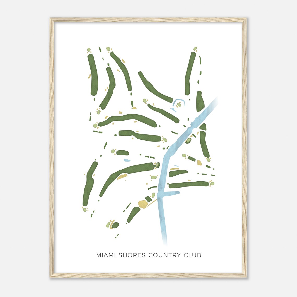 Miami Shores Country Club Florida Modern Watercolor Map Poster