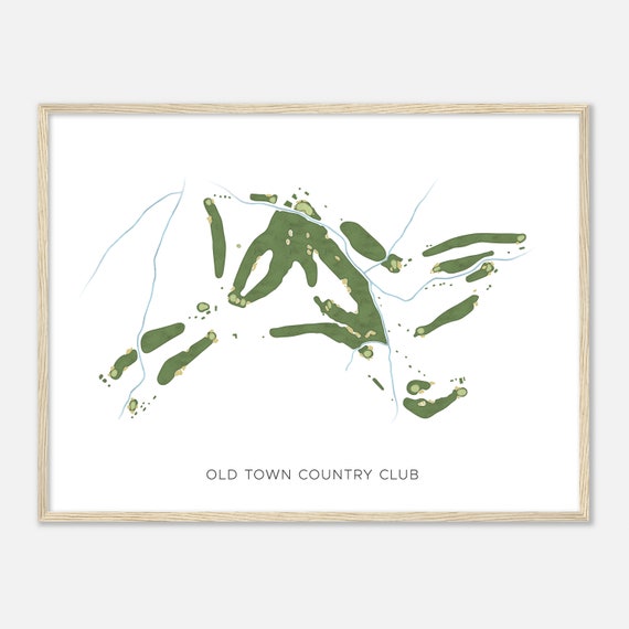 Old Town Country Club North Carolina Modern Watercolor Map Golfer Gift Golf Wall Art Golf Poster Print Course Layout