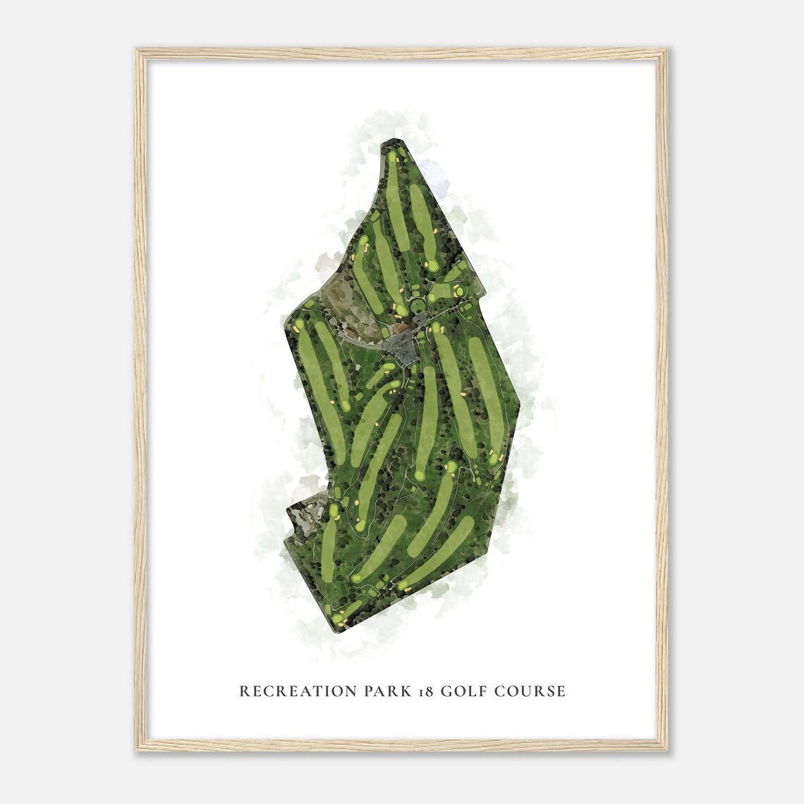 Recreation Park 18 Golf Course California Classic Watercolor Map Golfer Gift Golf Wall Art Golf Poster Print Course Layout