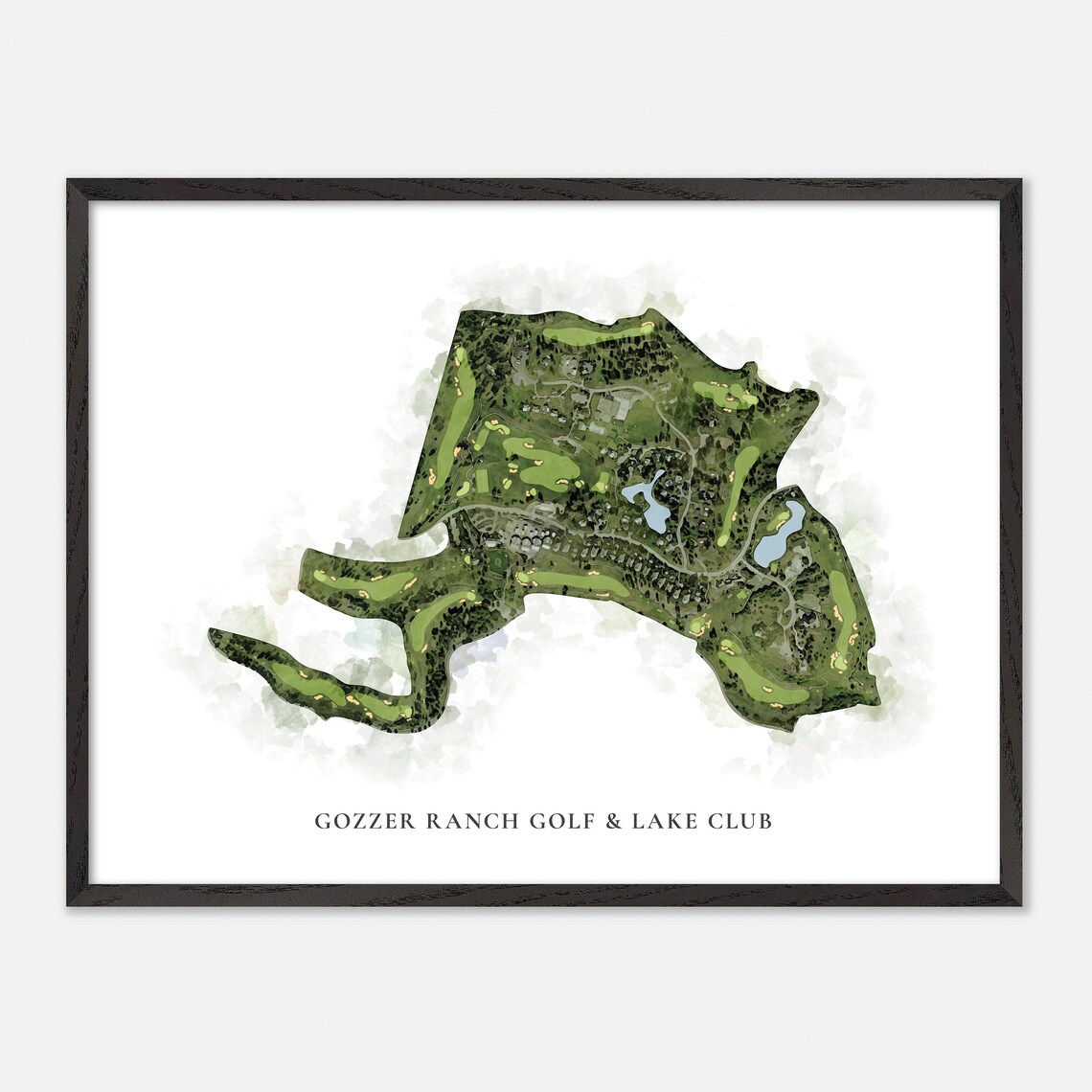 Gozzer Ranch Golf & Lake Club Harrison Idaho Classic Watercolor Golf Map Poster - Image 5