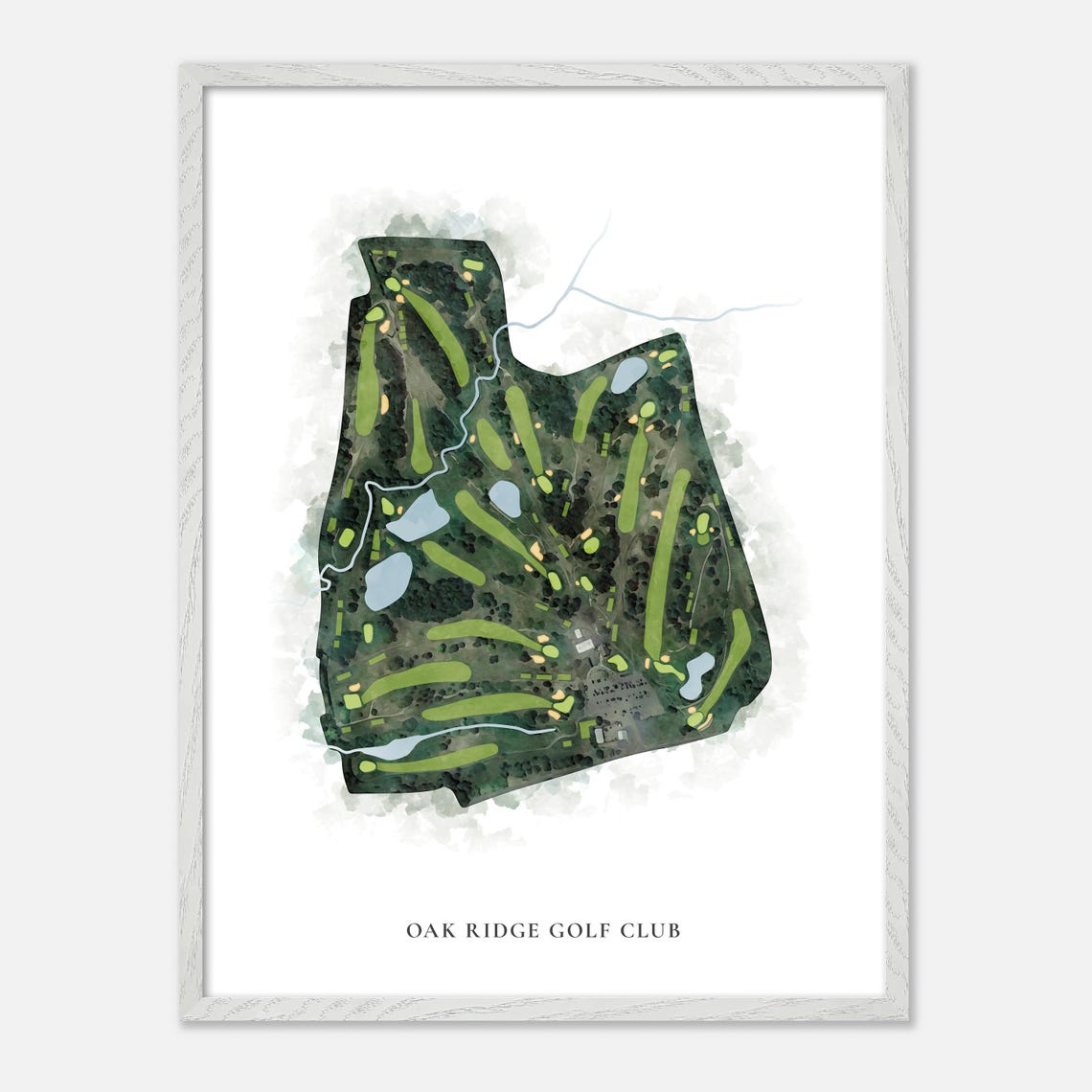 Oak Ridge Golf Club Massachusetts Classic Watercolor Map Poster - Image 2