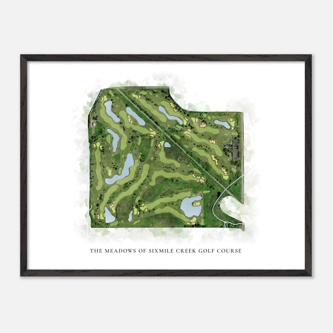 The Meadows of Sixmile Creek Golf Course Watercolor Aerial Map Poster - Image 5