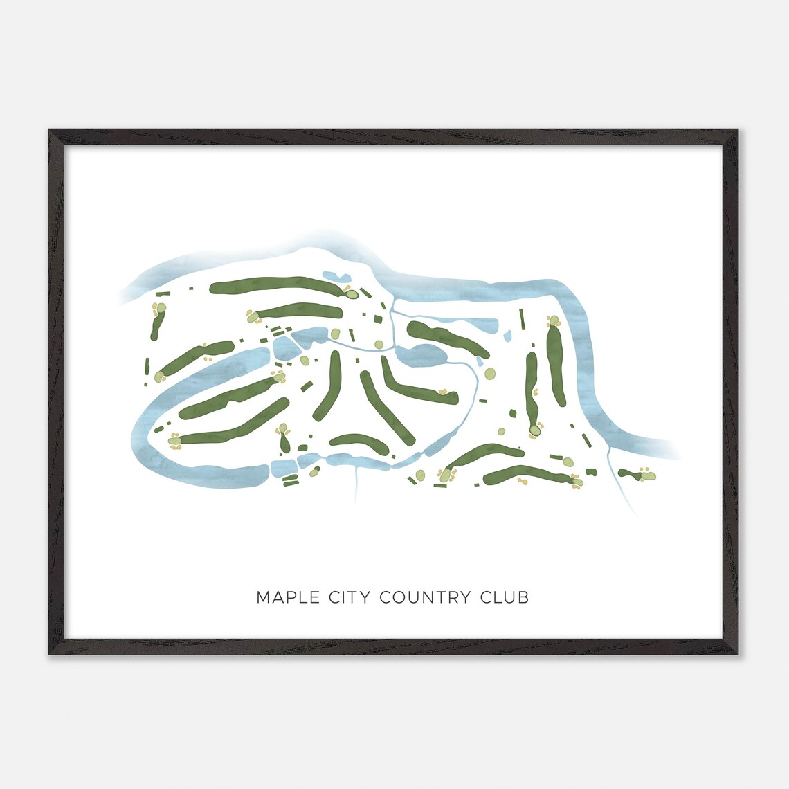 Maple City Country Club Modern Minimalist Watercolor Golf Map Poster - Image 4