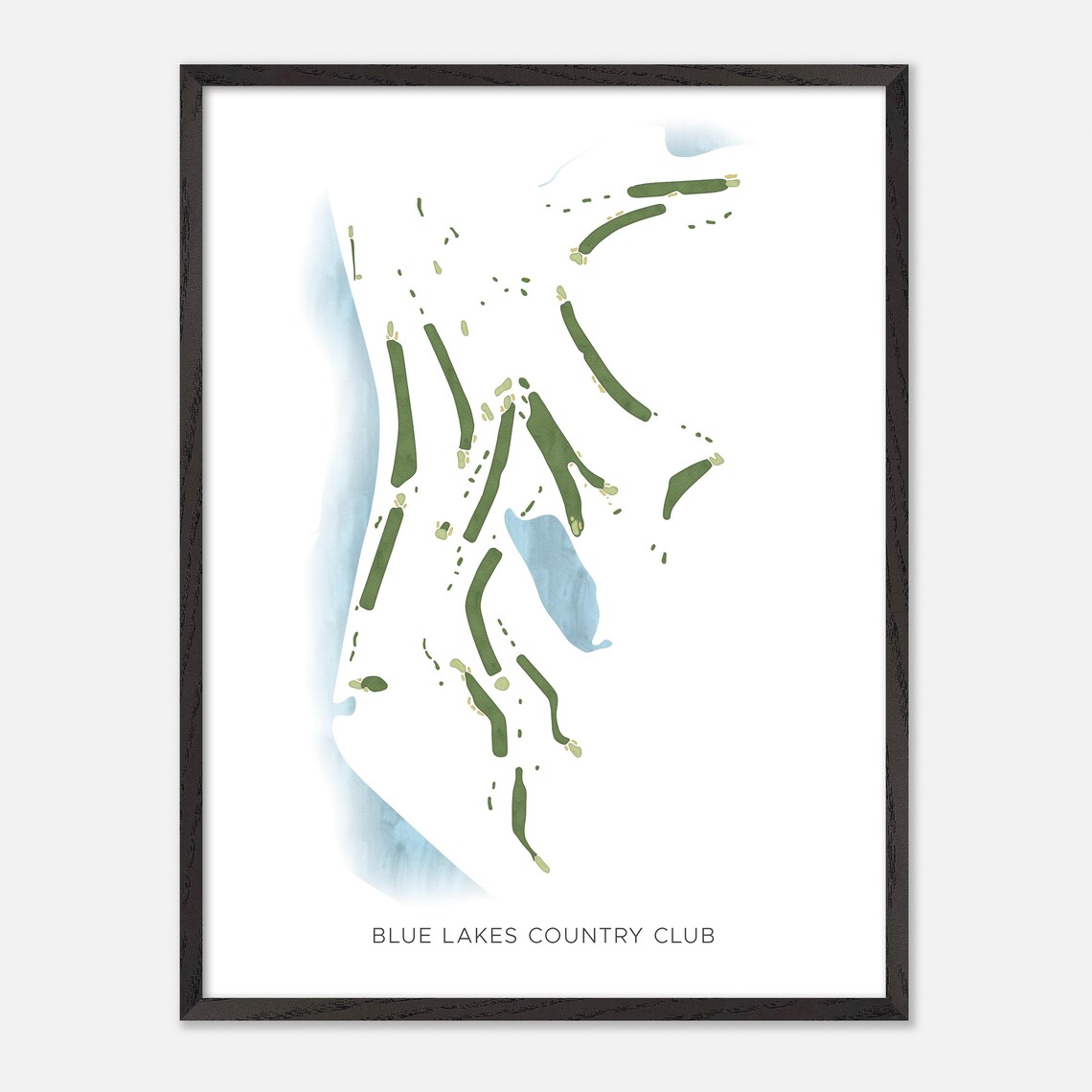 Blue Lakes Country Club Watercolor Fairway Map Lakeside Poster - Image 3