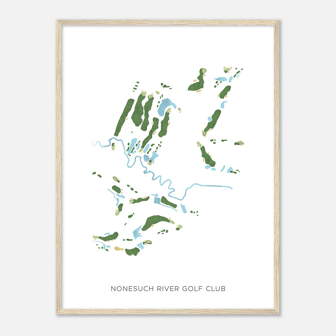 Nonesuch River Golf Club Maine Modern Watercolor Course Map Poster - Image 2