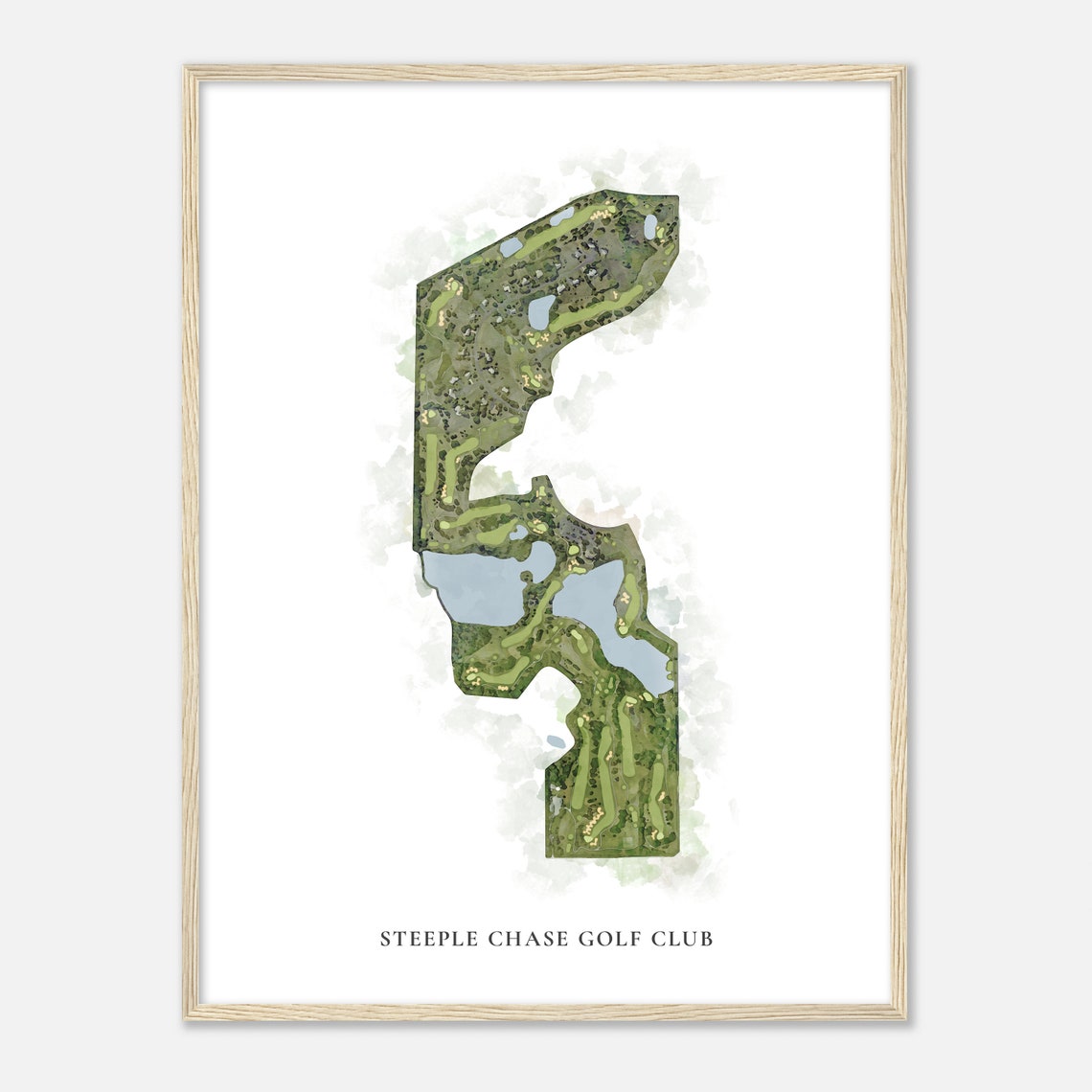 Steeple Chase Golf Club Illinois Classic Watercolor Golf Map Poster