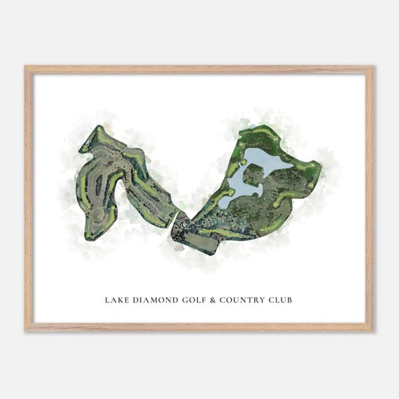 Lake Diamond Golf Country Club In Ocala Florida Classic Watercolor Map Golfer Gift Golf Wall Art Golf Poster Print Course Layout