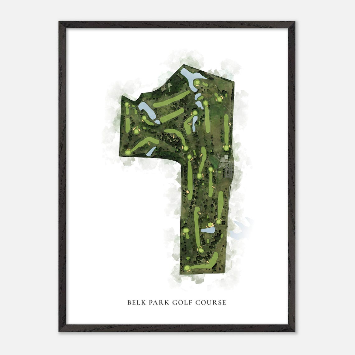 Belk Park Golf Course Classic Watercolor Aerial Map Art Poster - Image 3
