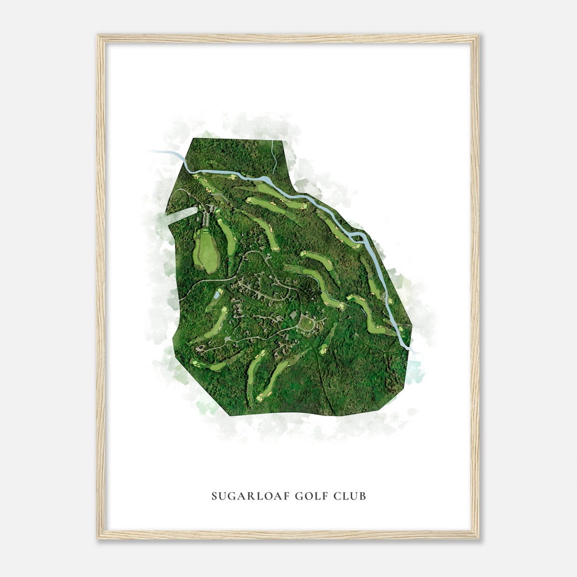 Sugarloaf Golf Club Classic Watercolor Aerial Course Map Poster - Image 2