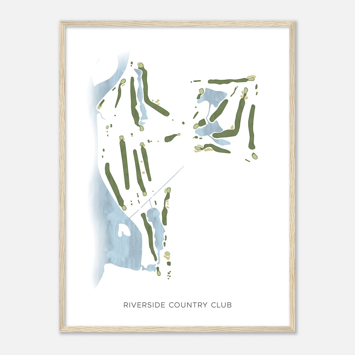 Riverside Country Club Minimalist Watercolor Golf Course Map Poster - Image 2