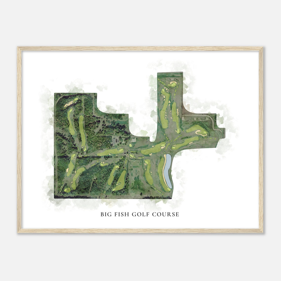 Big Fish Golf Course Wisconsin Classic Watercolor Map Golfer Gift Golf Wall Art Golf Poster Print Course Layout