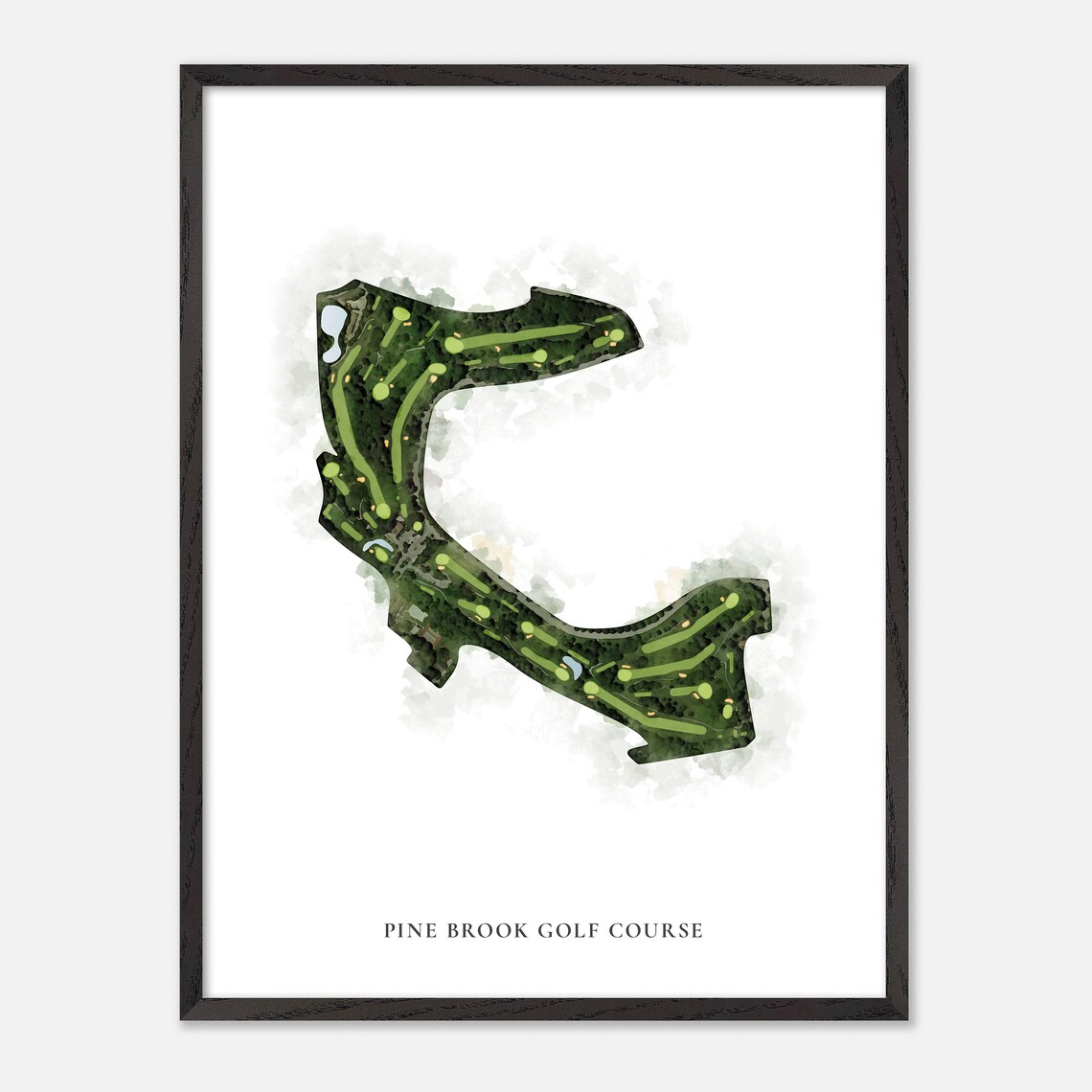 Pine Brook Golf Course Watercolor Aerial Map Art Poster Gift - Image 3
