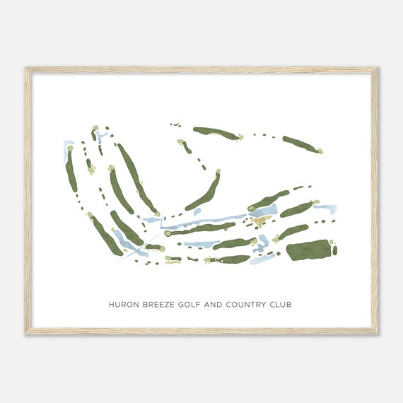 Huron Breeze Golf And Country Club Michigan Modern Watercolor Map Golfer Gift Golf Wall Art Golf Poster Print Course Layout