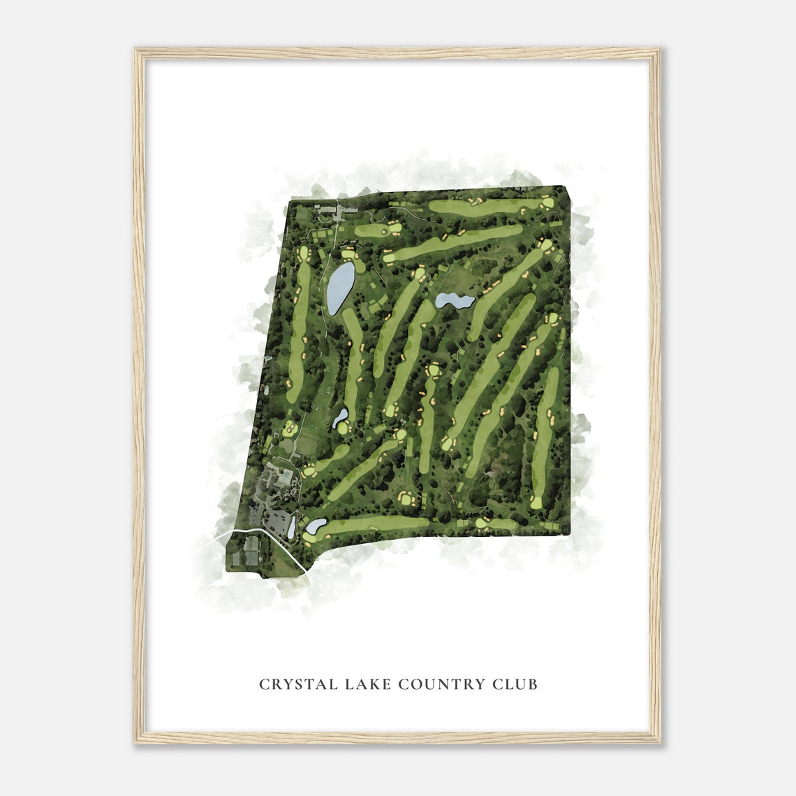 Crystal Lake Country Club Classic Watercolor Course Map Art Poster - Image 2