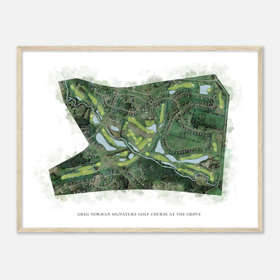 Greg Norman Signature Golf Course The Grove Watercolor Map Poster - Image 2