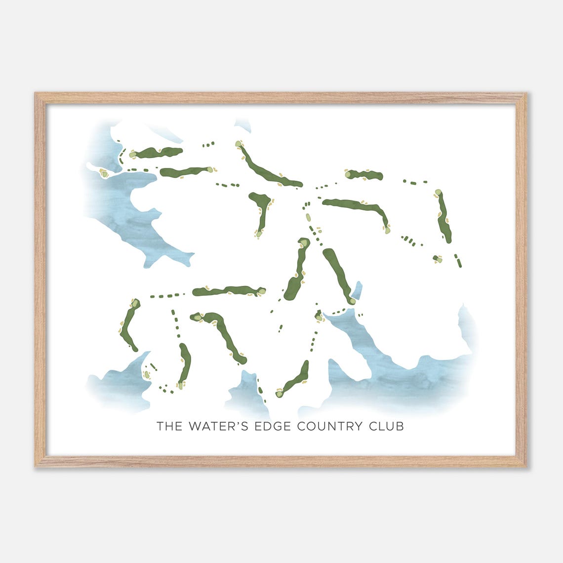 The Waters Edge Country Club Modern Minimalist Watercolor Map Poster
