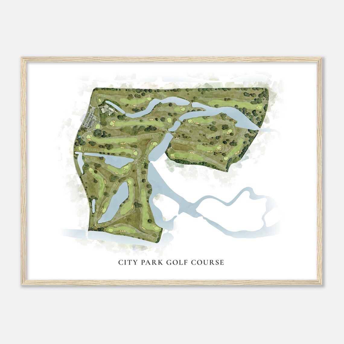 City Park Golf Course Louisiana Classic Watercolor Map Golfer Gift Golf Wall Art Golf Poster Print Course Layout - Image 2