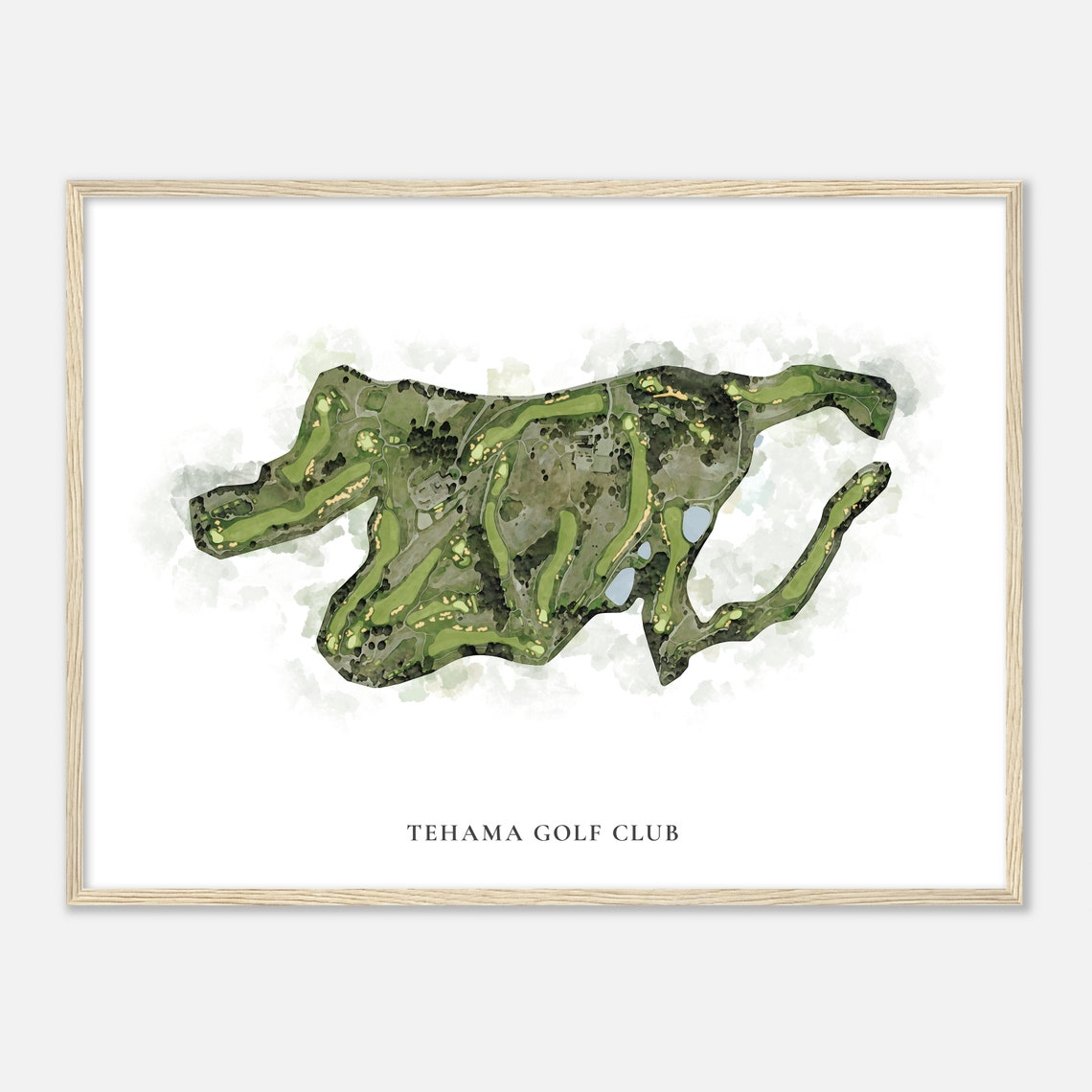 Tehama Golf Club California Classic Watercolor Course Map Poster - Image 2