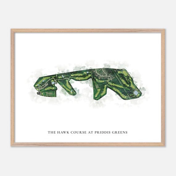 The Hawk Course At Priddis Greens In Canada Classic Watercolor Map Golfer Gift Golf Wall Art Golf Poster Print Course Layout