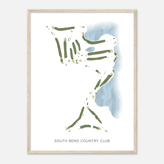 South Bend Country Club Indiana Modern Watercolor Map Golfer Gift Golf Wall Art Golf Poster Print Course Layout