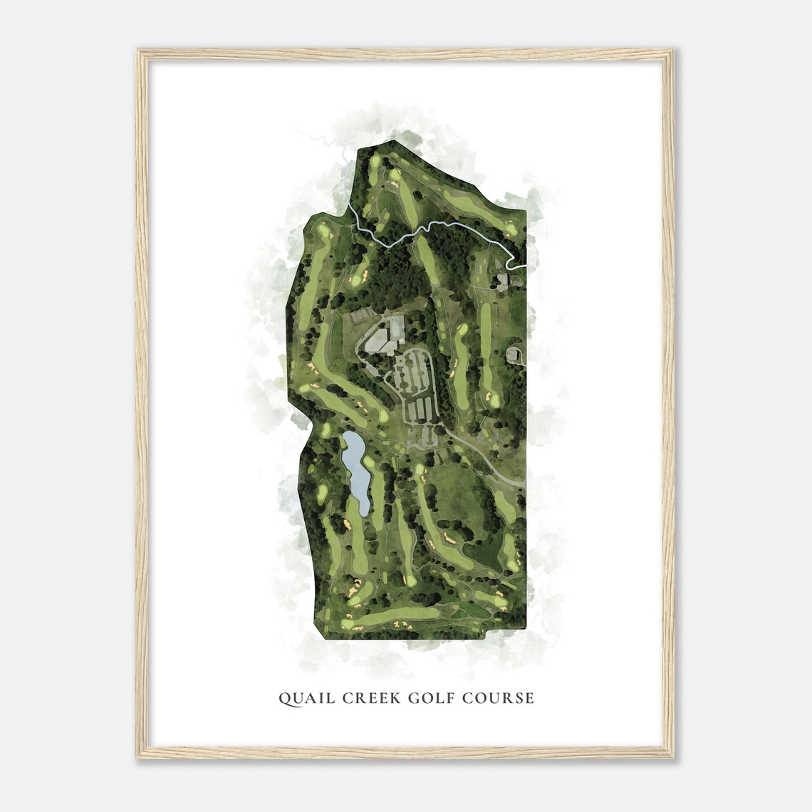 Quail Creek Golf Course Classic Watercolor Aerial Map Poster