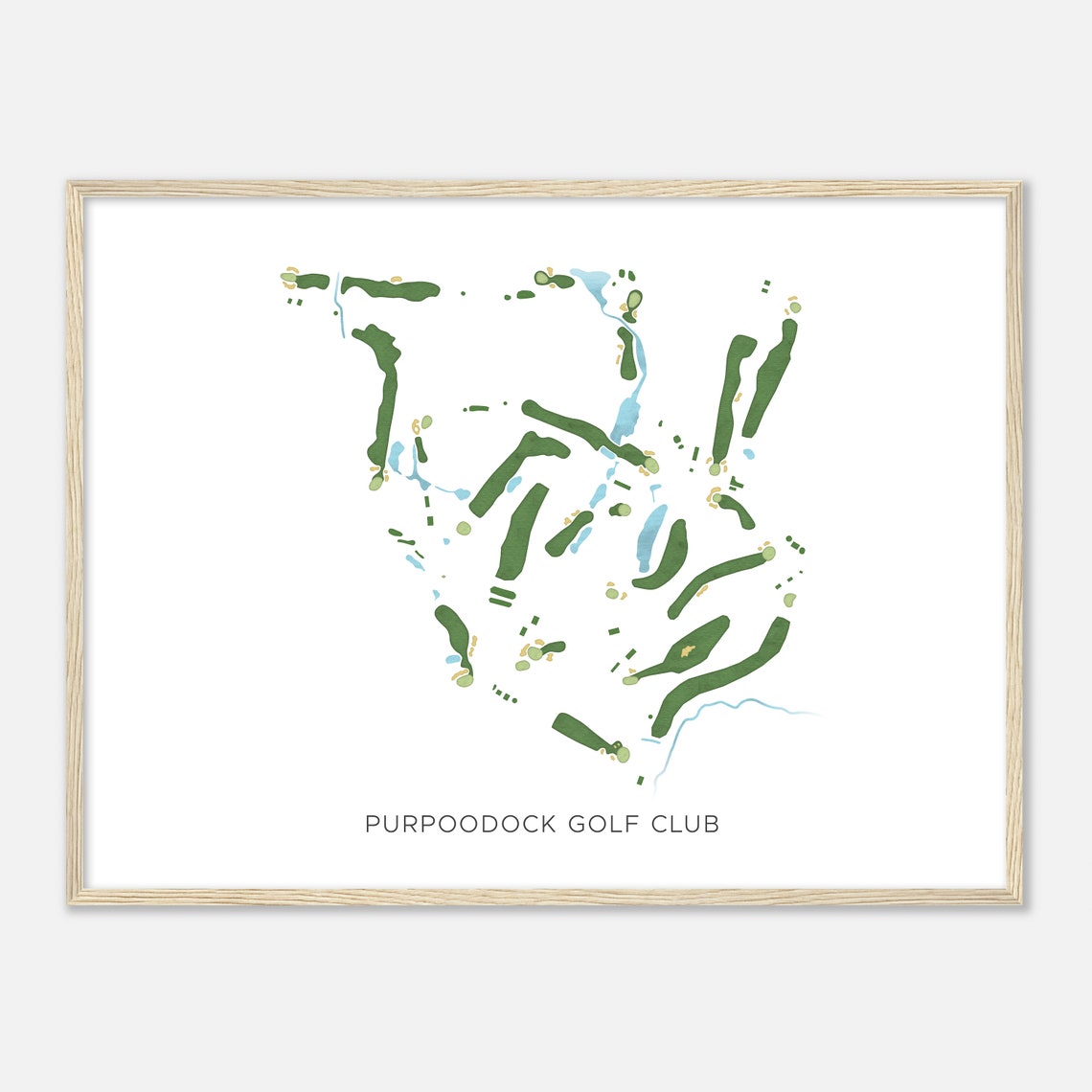 Purpoodock Golf Club Modern Minimalist Watercolor Course Map Poster - Image 2