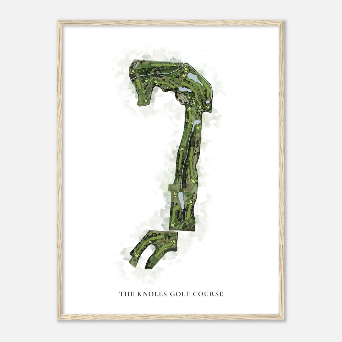 The Knolls Golf Course Classic Aerial Watercolor Wall Map Poster