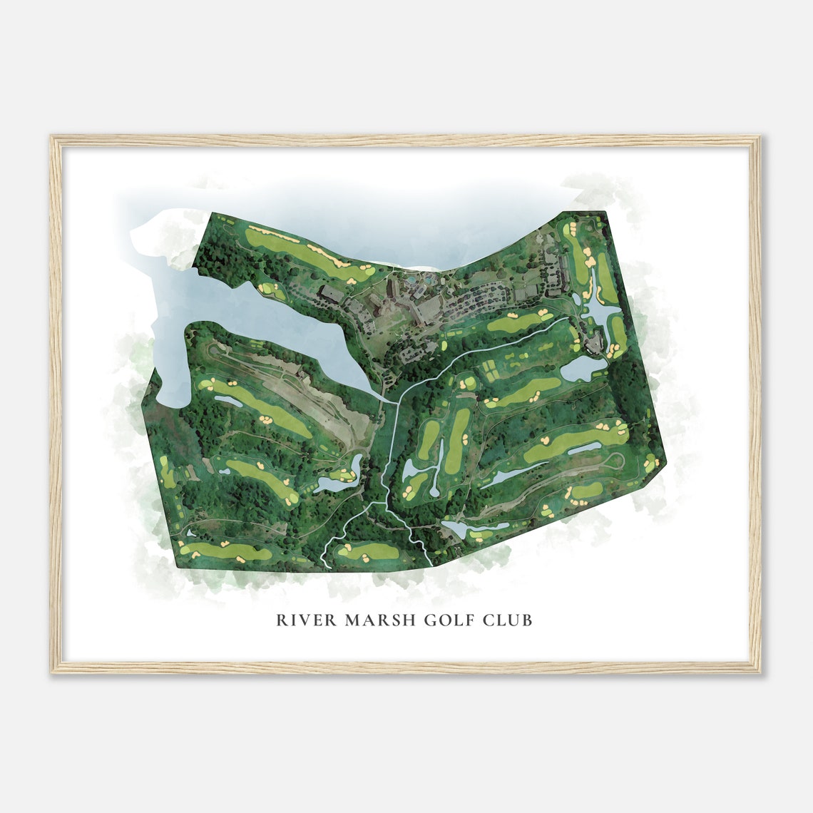 River Marsh Golf Club Classic Watercolor Golf Course Map Poster - Image 2