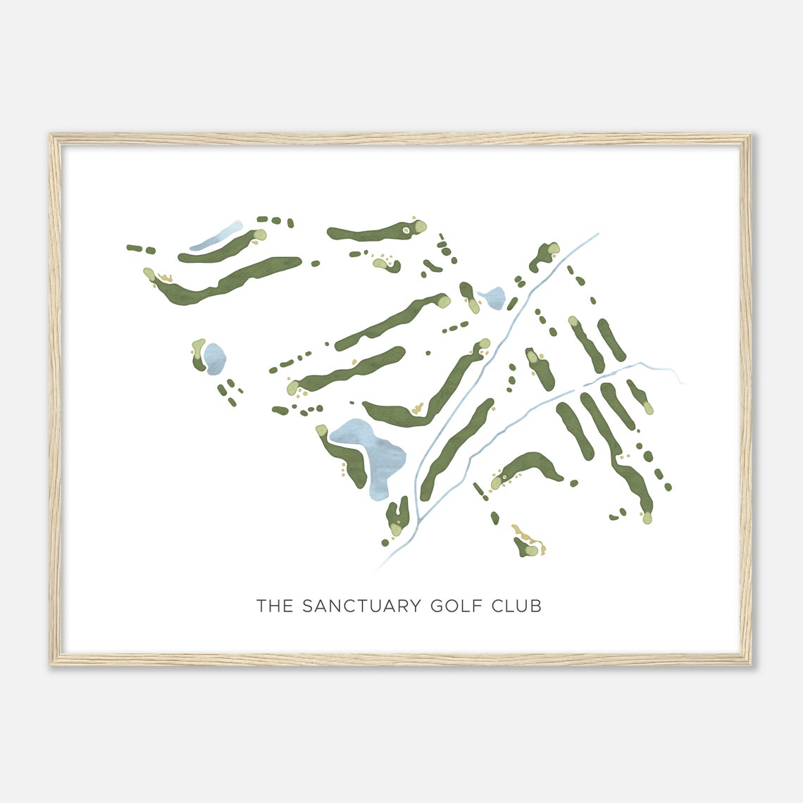 The Sanctuary Golf Club Watercolor Course Fairway Hole Map Art Poster - Image 2