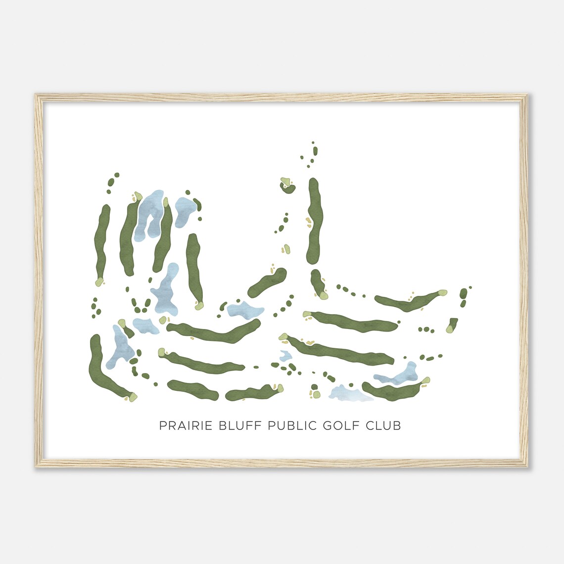 Prairie Bluff Public Golf Club Modern Watercolor Map Gift Poster