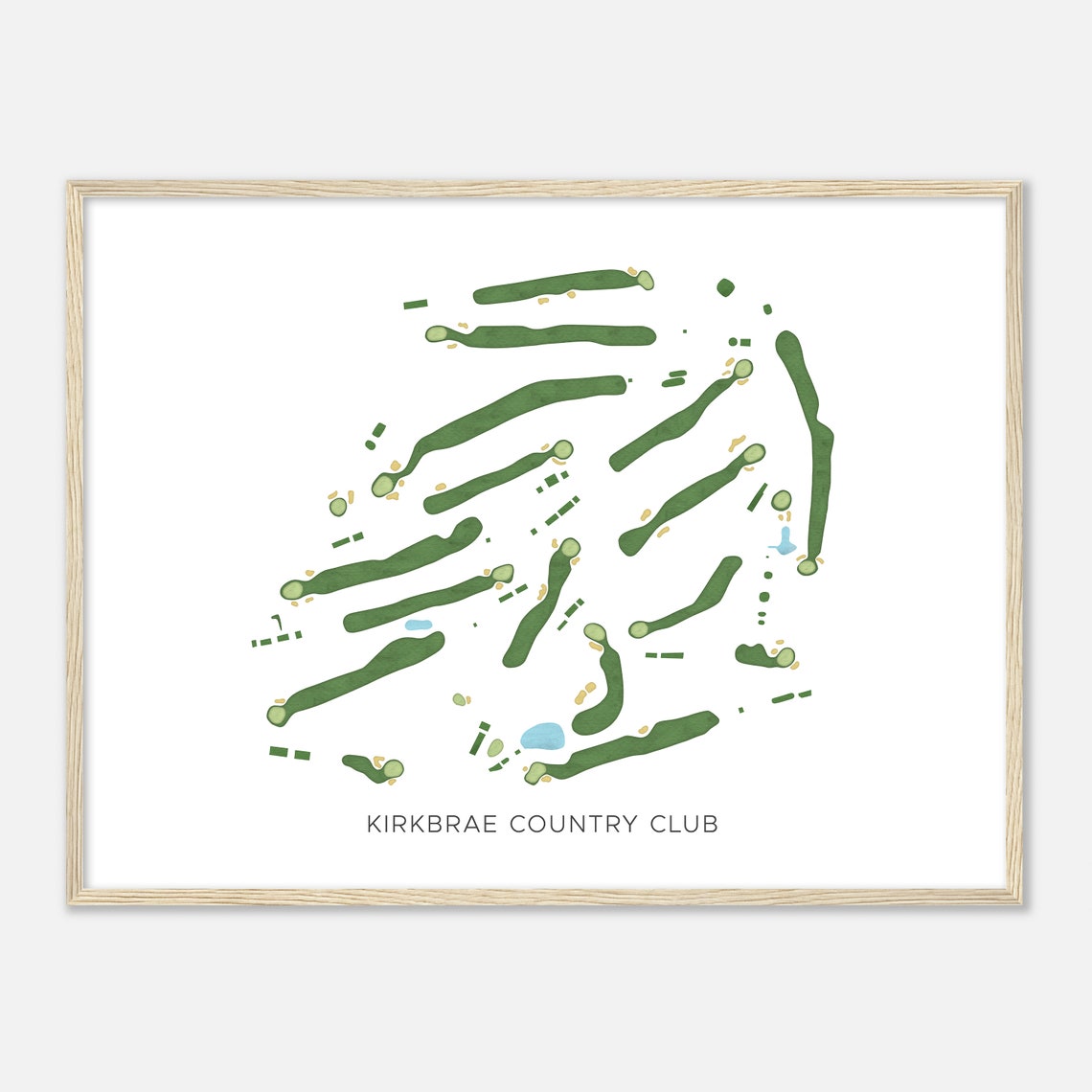 Kirkbrae Country Club Modern Watercolor Golf Course Map Poster