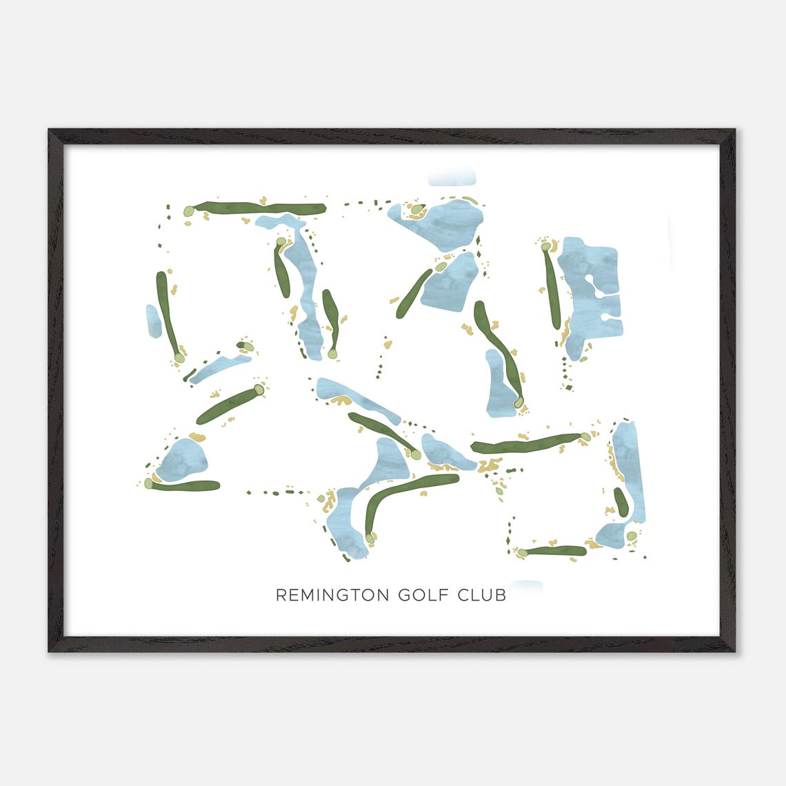 Remington Golf Club Modern Watercolor Lakes Course Map Poster - Image 5