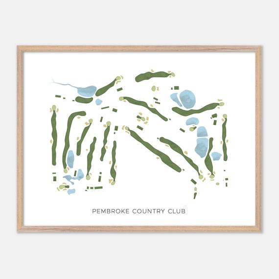 Pembroke Country Club In Pembroke Massachusetts Modern Watercolor Map Golfer Gift Golf Wall Art Golf Poster Print Course Layout