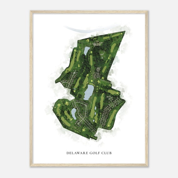 Delaware Golf Club Ohio Classic Watercolor Map Golfer Gift Golf Wall Art Golf Poster Print Course Layout